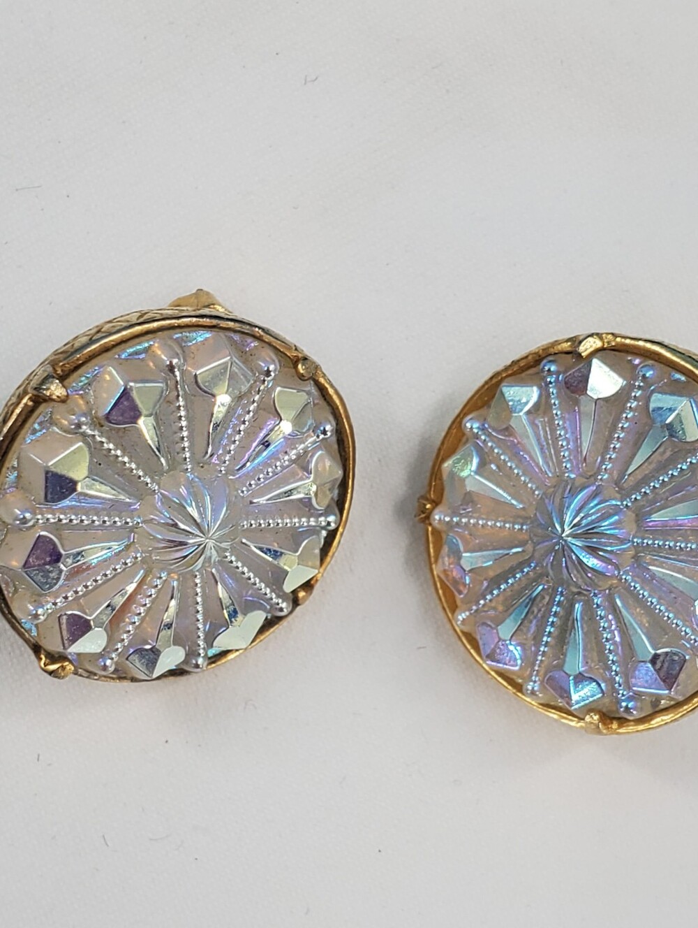 Vintage Hobe round blue AB bead earrings